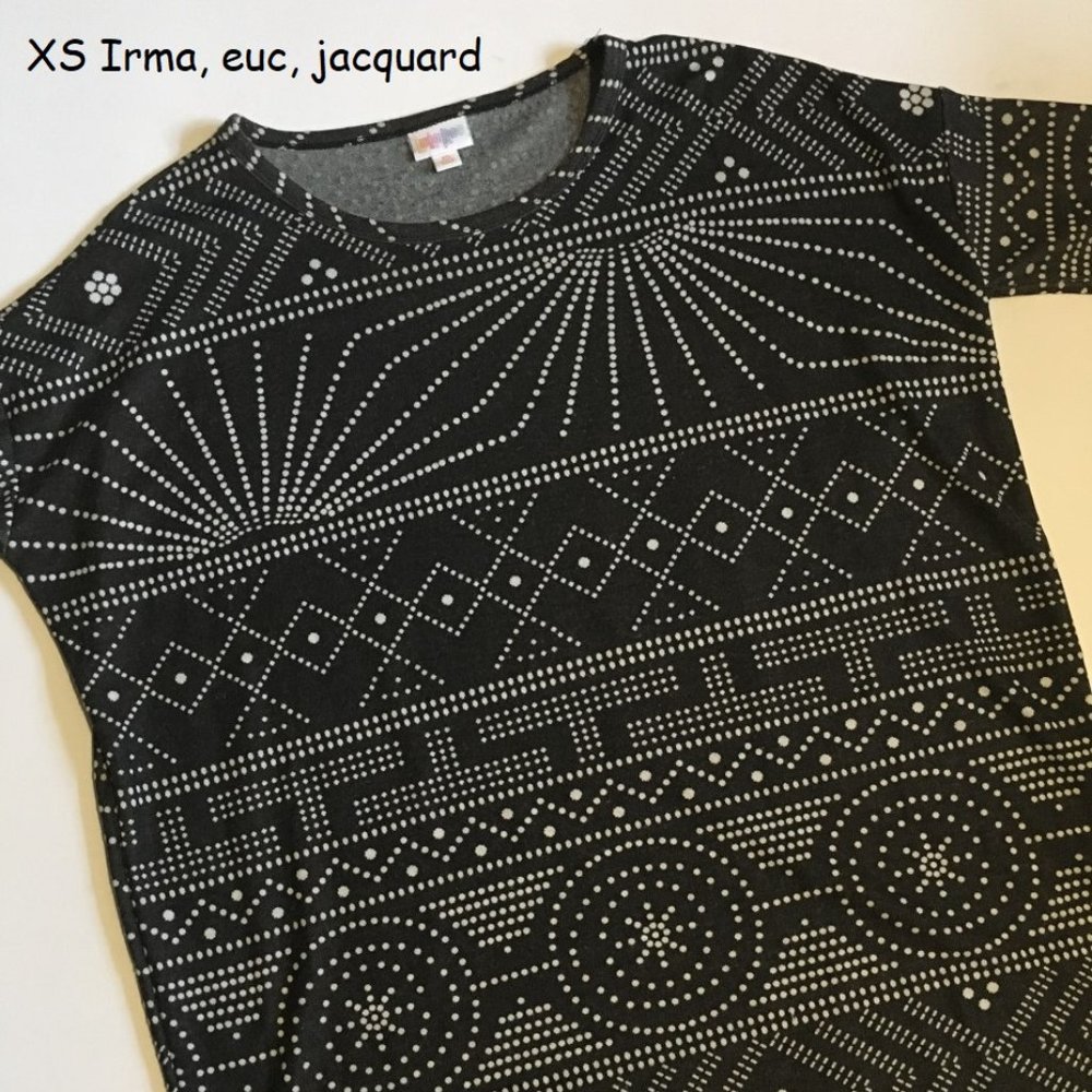 XS Lularoe Irma oversized tunic, Grey white deco